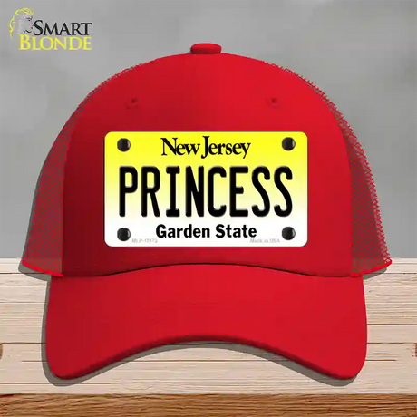 Princess New Jersey Novelty License Plate Hat Mesh / Red