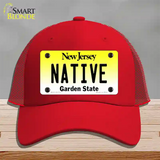 Native New Jersey Novelty License Plate Hat Mesh / Red