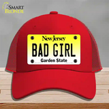 Bad Girl New Jersey Novelty License Plate Hat Mesh / Red