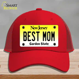 Best Mom New Jersey Novelty License Plate Hat Mesh / Red