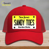 Sandy Toes New Jersey Novelty License Plate Hat Mesh / Red