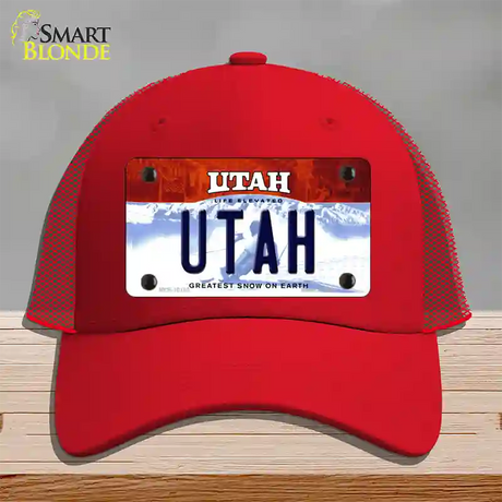 Utah Life Elevated Novelty License Plate Hat Mesh / Red