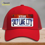 Salt Lake City Utah Novelty License Plate Hat Mesh / Red