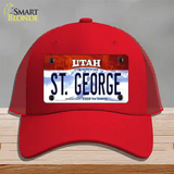 St George Utah Novelty License Plate Hat Mesh / Red