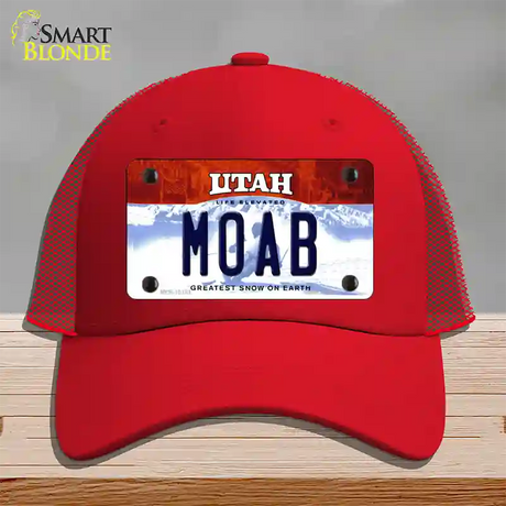 Moab Utah Novelty License Plate Hat Mesh / Red