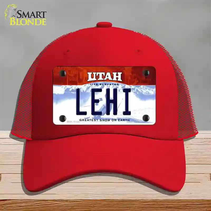 Lehi Utah Novelty License Plate Hat Mesh / Red