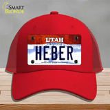 Heber Utah Novelty License Plate Hat Mesh / Red