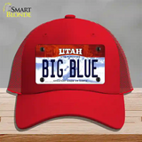 Big Blue Utah Novelty License Plate Hat Mesh / Red