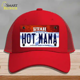 Hot Mama Utah Novelty License Plate Hat Mesh / Red