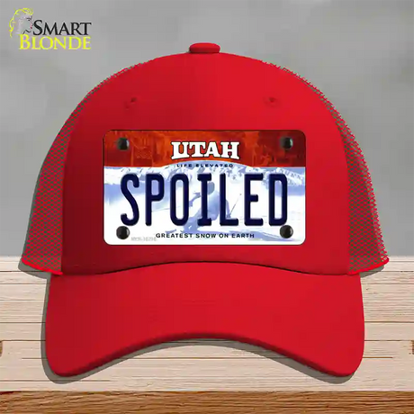 Spoiled Utah Novelty License Plate Hat Mesh / Red