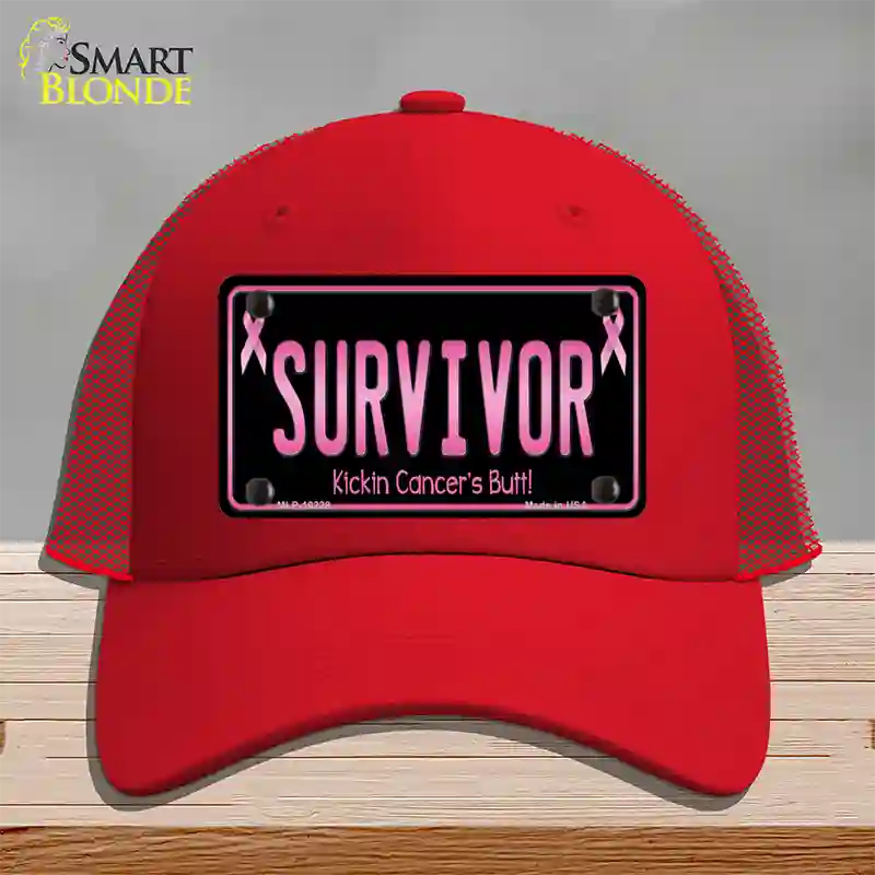 Survivor Novelty License Plate Hat Mesh / Red