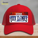 Rock Climber Utah Novelty License Plate Hat Mesh / Red