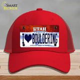 I Love Bouldering Utah Novelty License Plate Hat Mesh / Red