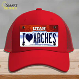 I Love Arches Utah Novelty License Plate Hat Mesh / Red