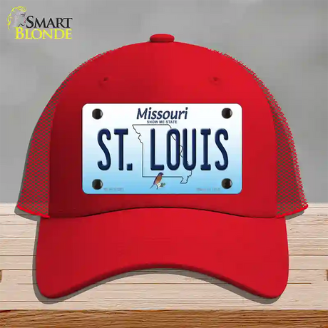 St Louis Missouri Novelty License Plate Hat Mesh / Red