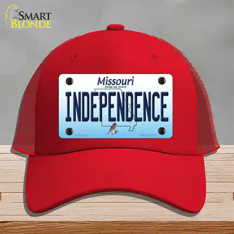 Independence Missouri Novelty License Plate Hat Mesh / Red