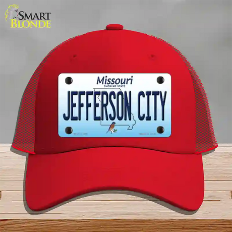 Jefferson City Missouri Novelty License Plate Hat Mesh / Red