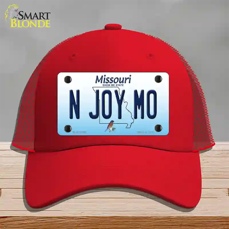 N Joy MO Missouri Novelty License Plate Hat Mesh / Red