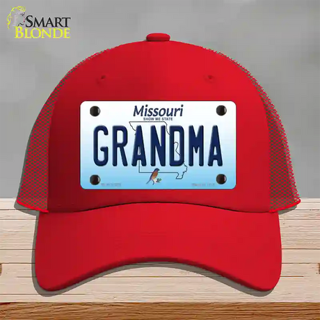 Grandma Missouri Novelty License Plate Hat Mesh / Red