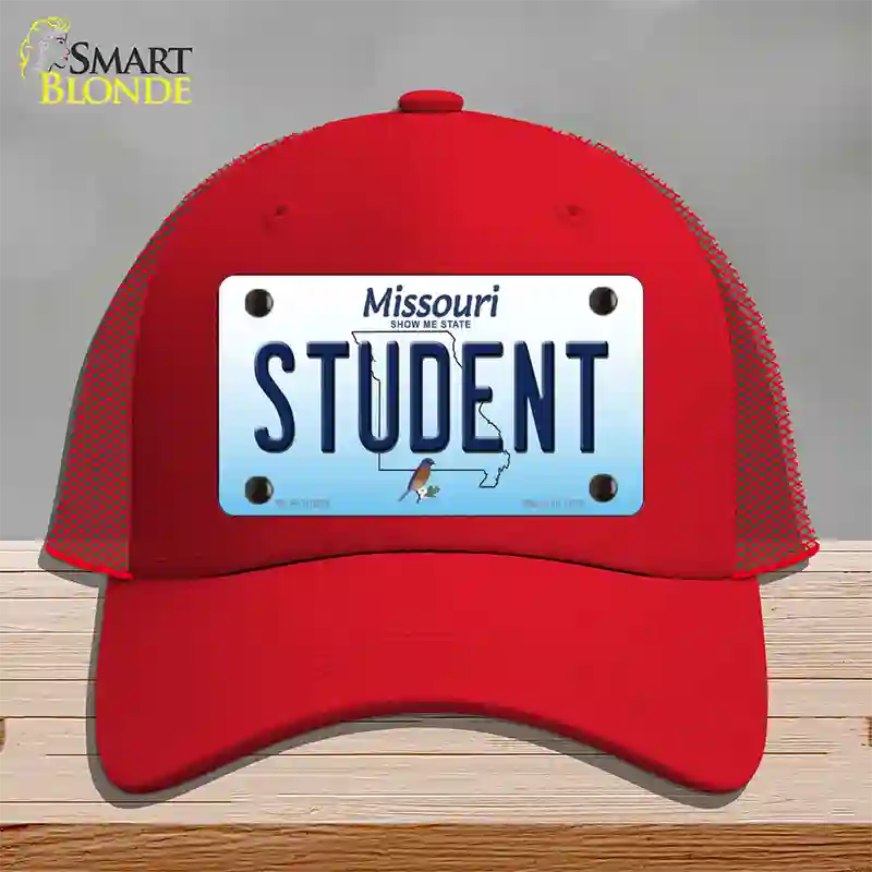 Student Missouri Novelty License Plate Hat Mesh / Red