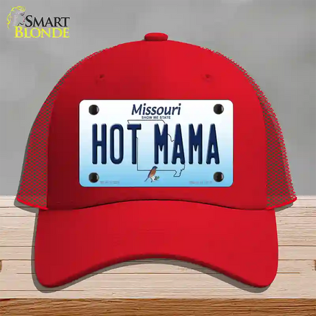 Hot Mama Missouri Novelty License Plate Hat Mesh / Red