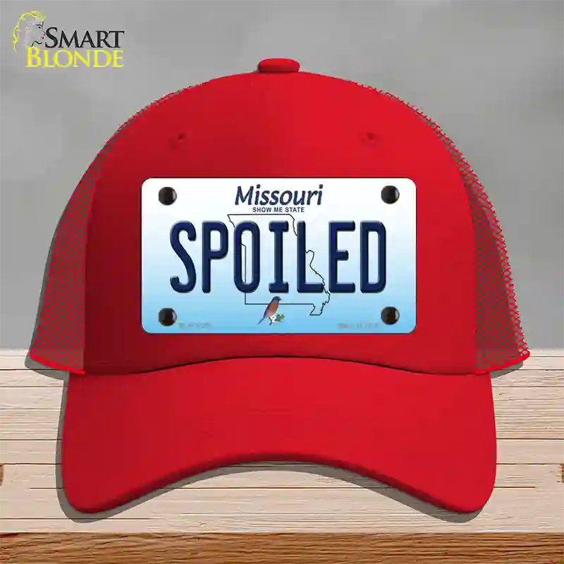 Spoiled Missouri Novelty License Plate Hat Mesh / Red