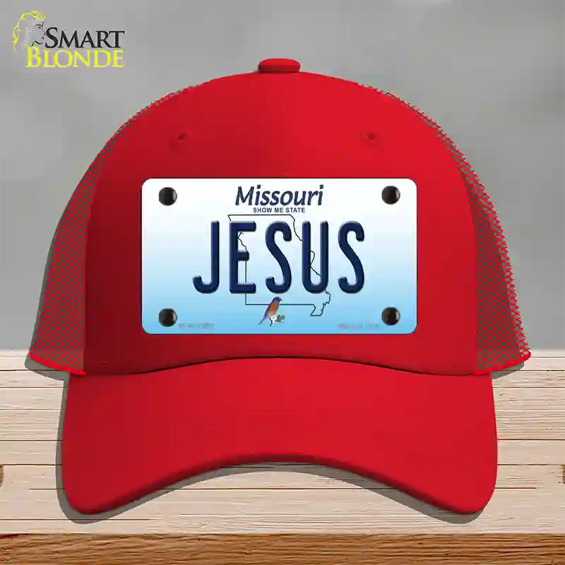 Jesus Missouri Novelty License Plate Hat Mesh / Red