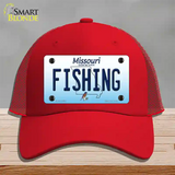 Fishing Missouri Novelty License Plate Hat Mesh / Red