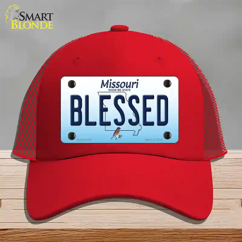 Blessed Missouri Novelty License Plate Hat Mesh / Red