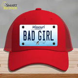 Bad Girl Missouri Novelty License Plate Hat Mesh / Red