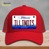 Illinois Land of Lincoln Novelty License Plate Hat Mesh / Red