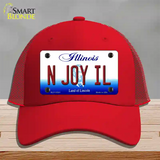 N Joy IL Illinois Novelty License Plate Hat Mesh / Red