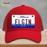 Elgin Illinois Novelty License Plate Hat Mesh / Red