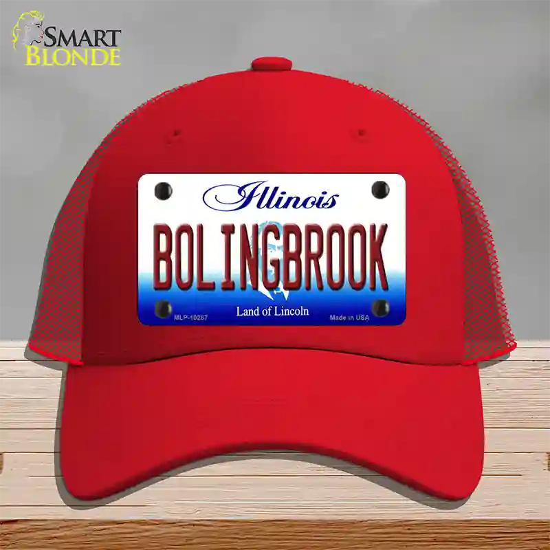 Bolingbrook Illinois Novelty License Plate Hat Mesh / Red