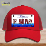 Orland Park Illinois Novelty License Plate Hat Mesh / Red