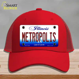 Metropolis Illinois Novelty License Plate Hat Mesh / Red