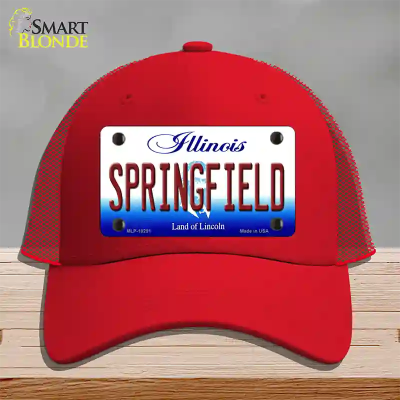 Springfield Illinois Novelty License Plate Hat Mesh / Red