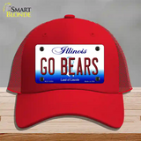 Go Bears Illinois Novelty License Plate Hat Mesh / Red