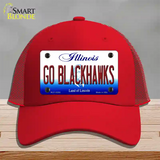 Go Blackhawks Illinois Novelty License Plate Hat Mesh / Red