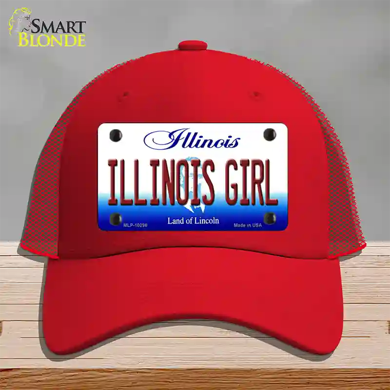 Illinois Girl Illinois Novelty License Plate Hat Mesh / Red