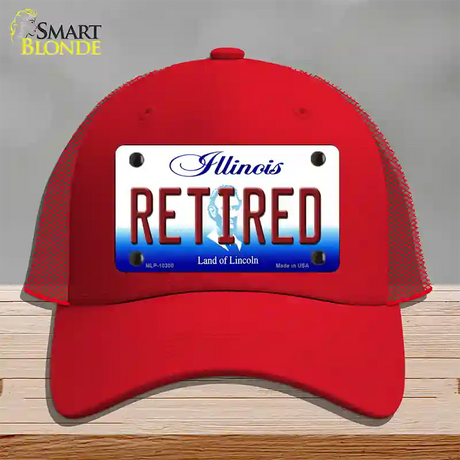 Retired Illinois Novelty License Plate Hat Mesh / Red