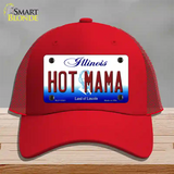 Hot Mama Illinois Novelty License Plate Hat Mesh / Red