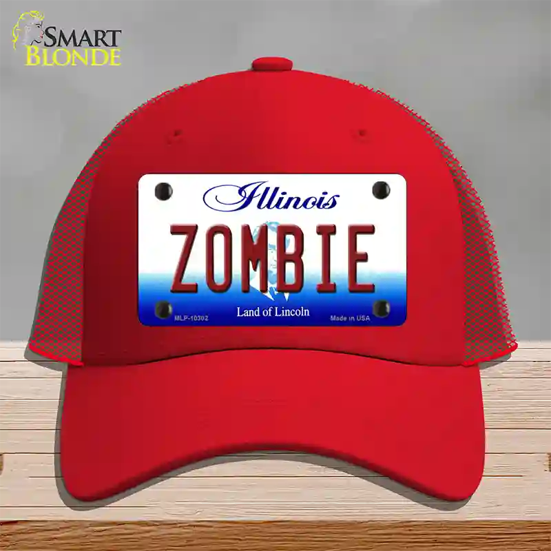 Zombie Illinois Novelty License Plate Hat Mesh / Red