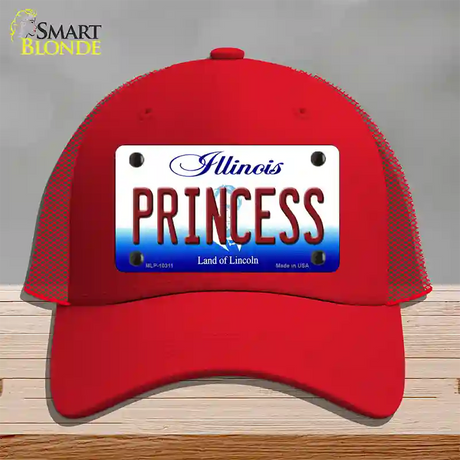 Princess Illinois Novelty License Plate Hat Mesh / Red