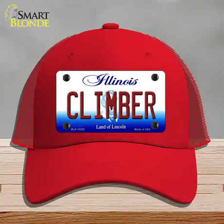 Climber Illinois Novelty License Plate Hat Mesh / Red