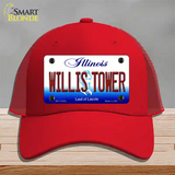 Willis Tower Illinois Novelty License Plate Hat Mesh / Red