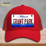 Grant Park Illinois Novelty License Plate Hat Mesh / Red