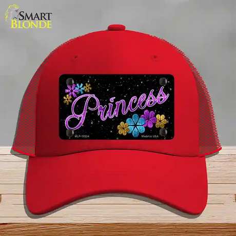 Princess Glitter Novelty License Plate Hat Mesh / Red