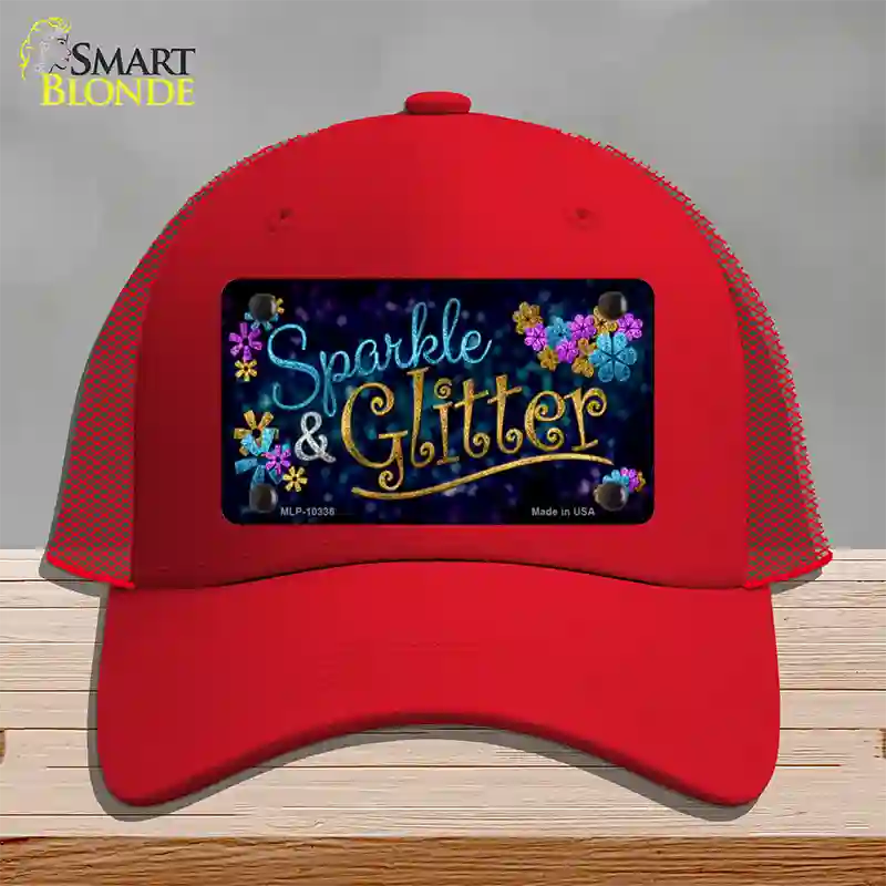 Sparkle And Glitter Novelty License Plate Hat Mesh / Red