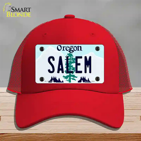 Salem Oregon Novelty License Plate Hat Mesh / Red